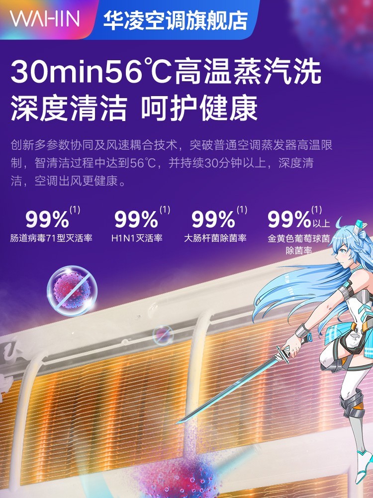 华凌空调三室一厅一级能效套装空调1.5匹挂机3匹 官方旗舰店