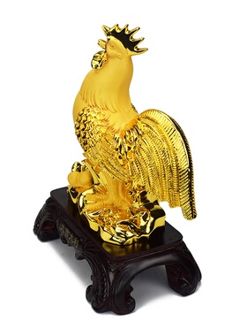 金色生肖鸡大公鸡大吉大利金鸡摆件家居客厅玄关装饰树脂工艺礼品