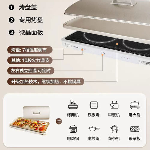 松下聚嗨盘M1多功能料理锅火锅电烤盘家用烧烤一体聚嗨锅烹饪机 - 图0