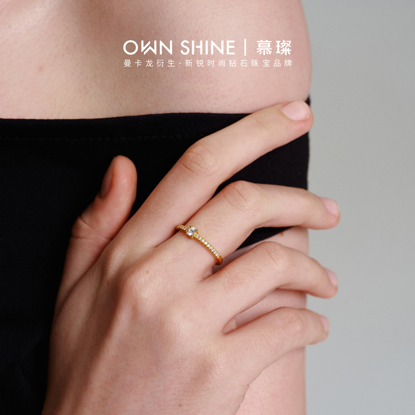 Exquisite gold ring pure gold cultured diamond