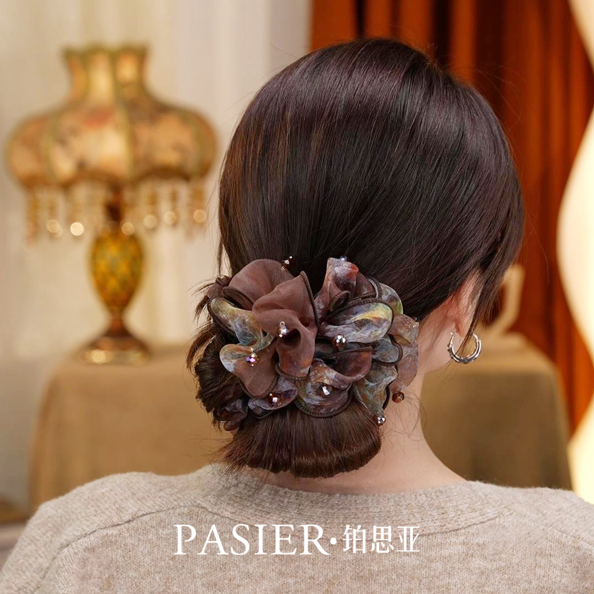 铂思亚雾纱棕林大肠发圈女2026新款头绳时尚蓬松显发量头花饰品,淘宝优惠券,粉丝福利购,淘宝优惠卷