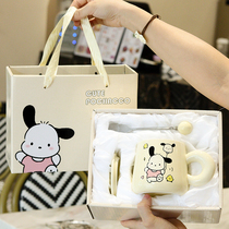 Cartoon Cute Paccia Dog Water Glass Ceramic Mark Cup With Cover Spoon High Face Value Couple Cups A Pair Of Birthday Gifts