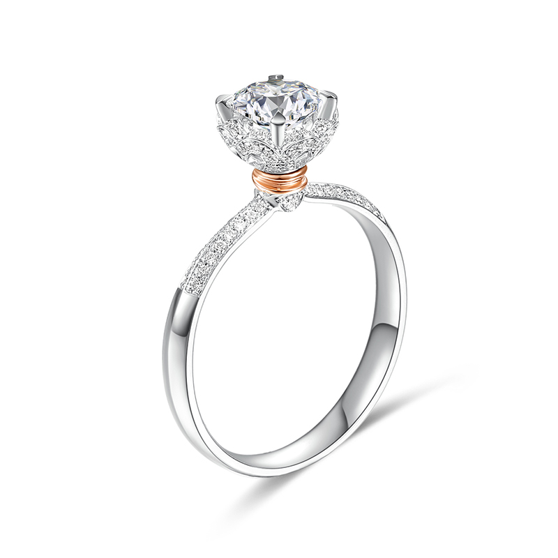 TopMiya【培育】钻石定制单排群镶18K金4爪求婚订婚戒指2克拉钻戒 - 图0