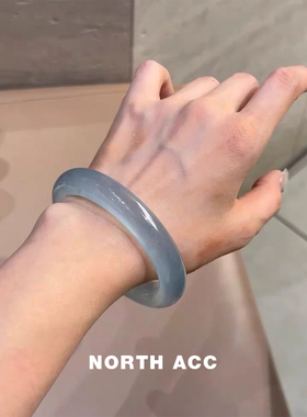 NORTHACC新中式冰种冰透蓝水翡翠手镯小众轻奢设计高级感镯子