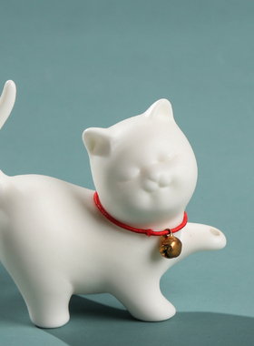 创意可爱陶瓷小猫咪香插香座摆件茶宠猫桌面客厅家用檀香香器香道