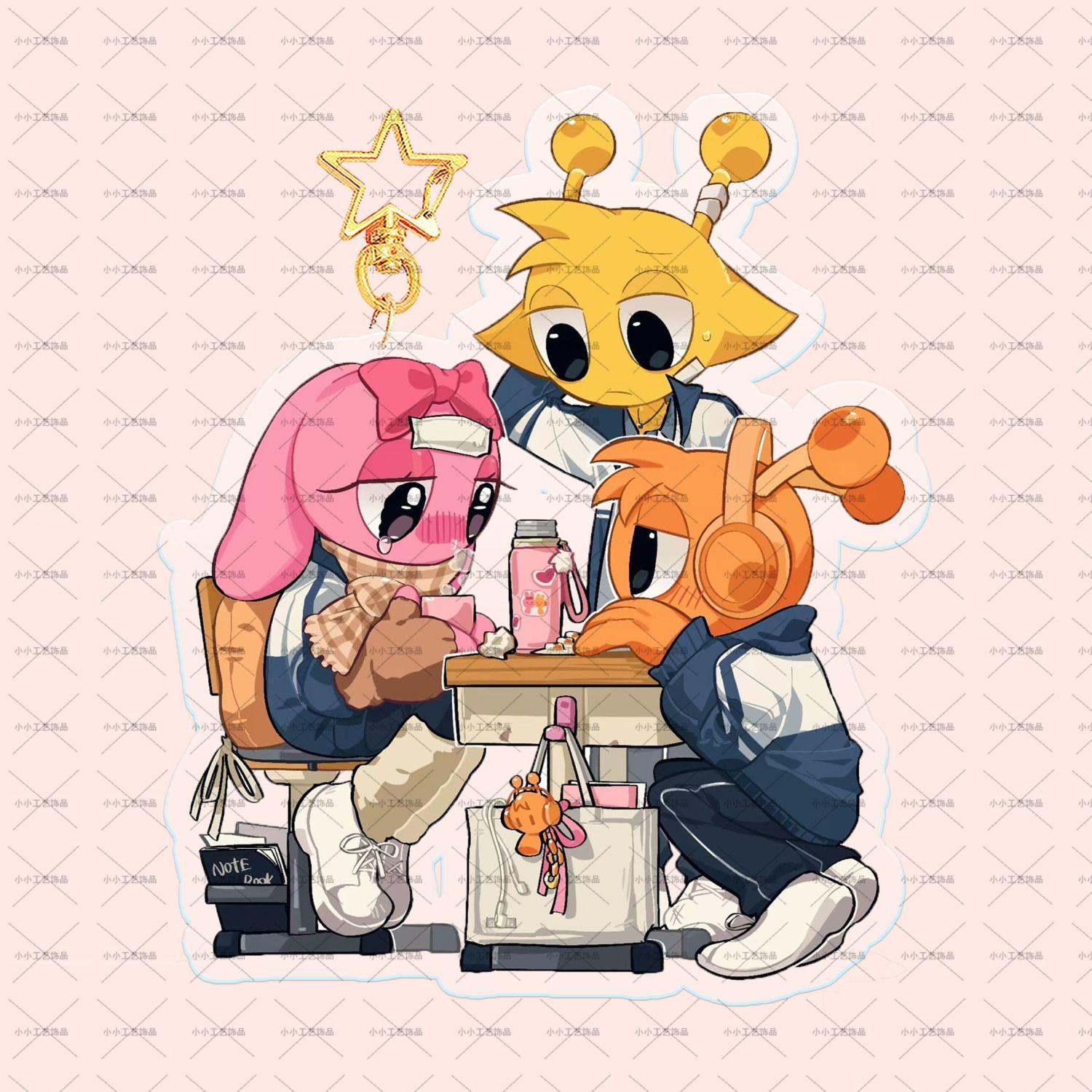 节奏盒子sprunki同人镭射立牌星星钥匙扣 - 图1