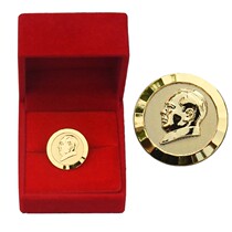 Chairman Maos portrait badge brooch Mao Zedong badge gold metal head portrait great man commemorative medal jewelry 2CM velvet box