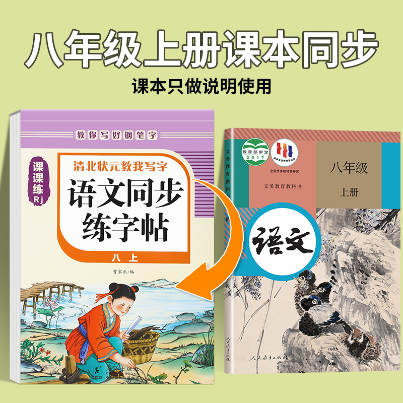 八年级上下册语文字帖人教版 写字课课练8年级课本同步练字帖RJ每日一练临摹初二硬笔书法练字本初中生专用控笔训练字帖中学生字帖 - 图0