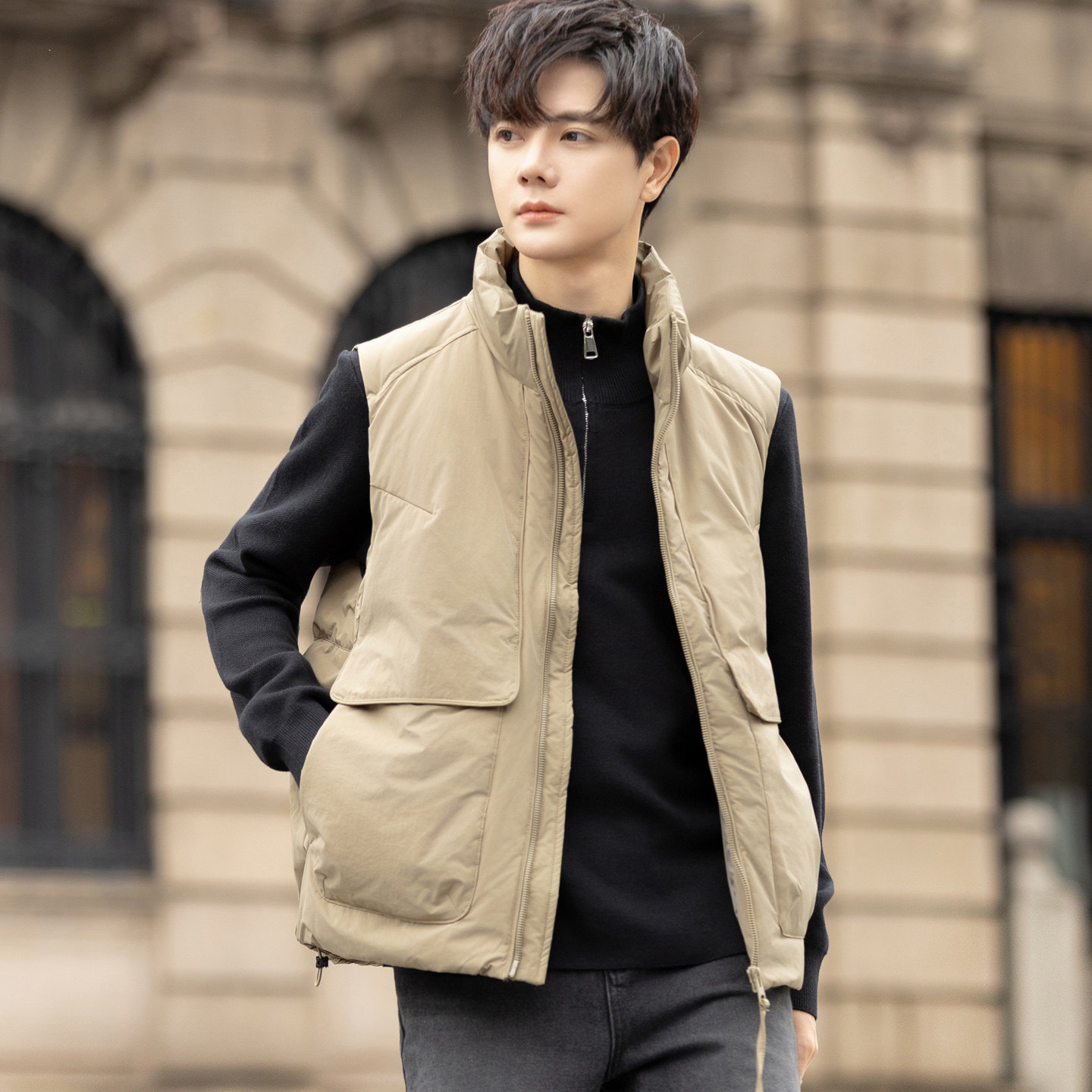 老钱风羽绒马甲男外穿美式复古工装外套冬季加厚保暖叠穿背心坎肩,淘宝优惠券,粉丝福利购,淘宝优惠卷