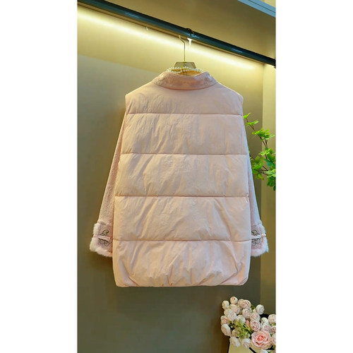 胖mm秋冬加厚马甲套装显瘦遮肉长袖加绒打底衫保暖遮肚上衣两件套 - 图3