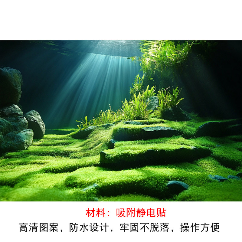 鱼缸贴纸新款水草缸造景高级鱼缸背景贴纸图5d立体高清图立体画,淘宝优惠券,粉丝福利购,淘宝优惠卷