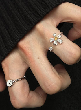 S925纯银小雏菊甜美叠戴戒指