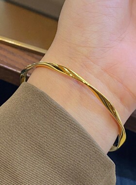 沙金不掉色莫比乌斯手镯女小众