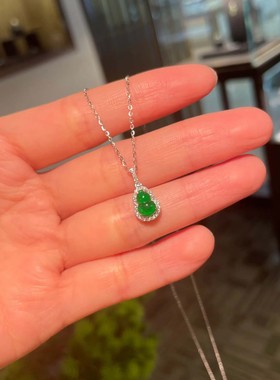S925银帝王绿色小葫芦吊坠项链