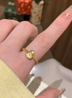 葫芦碎冰冰金色戒指女新中式古风