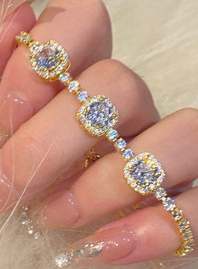 三方糖满钻手链女轻奢气质感