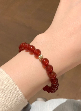 天然红玛瑙小金珠手串女