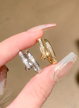 钉子满钻开口戒指女个性甜酷
