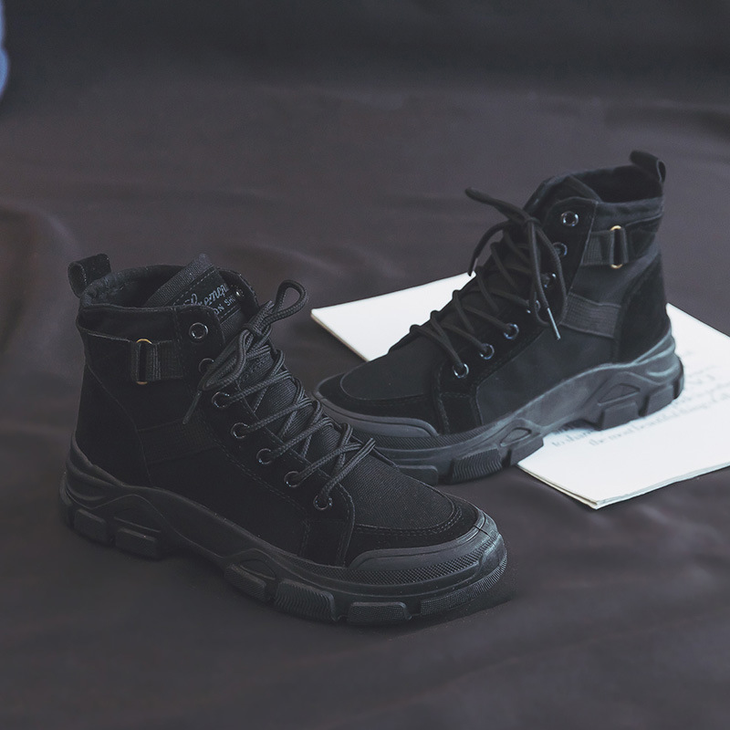 户外登山鞋女高帮徒步鞋轻便透气耐磨防滑夏季休闲爬山帆布马丁靴 - 图1