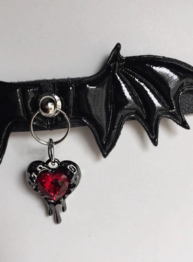 黑色皮质choker项圈暗黑朋克y2k亚文化蜘蛛项链洛丽塔颈链万圣节