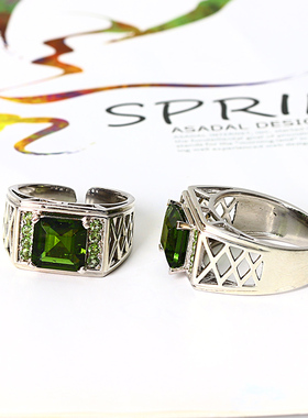 捷克陨石戒指银镶嵌原创设计