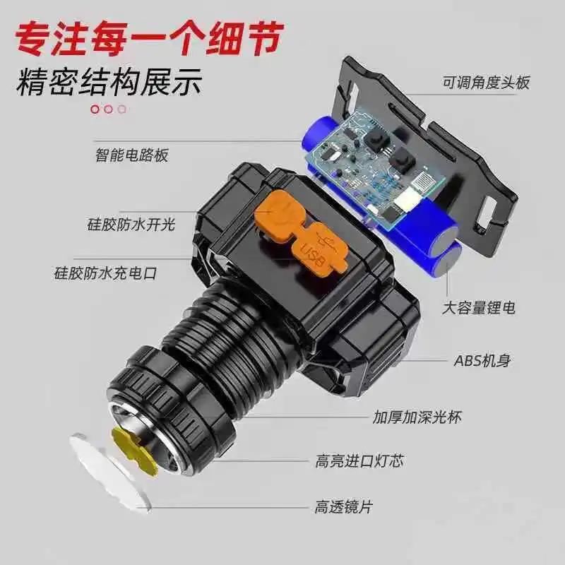 超亮头灯可充电便捷头戴式家用灯具led强光远射野外钓鱼灯式手电