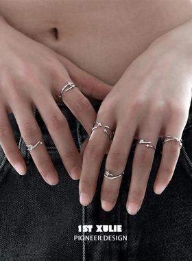 尾戒锆石纯银戒指原创小众设计高级冷淡开口食指戒不掉色