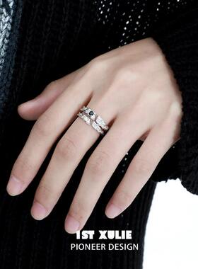 纯银戒指小众设计冷淡风高级开口素圈可调节情侣对戒礼物