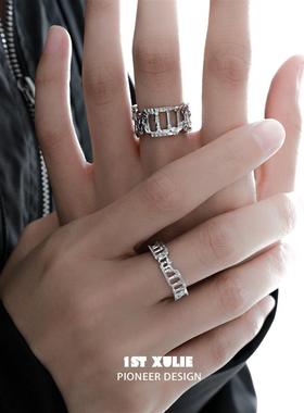 情侣戒指纯银原创小众设计冷淡风高级感开口食指戒不掉色