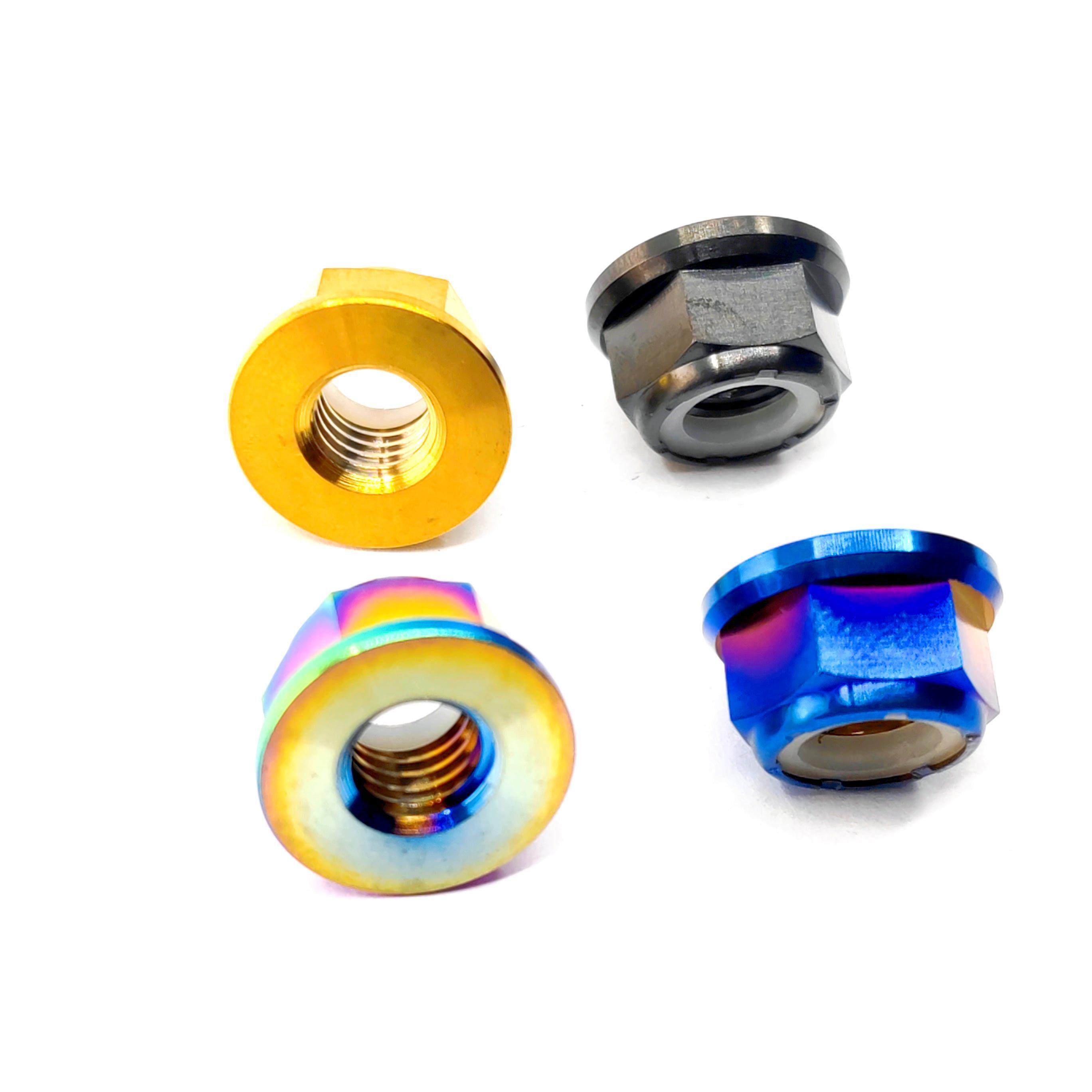 TC4钛合金螺母-六角法兰尼龙锁紧-M5/M6/M8/M10x1.25-耐蚀10.9级,淘宝优惠券,粉丝福利购,淘宝优惠卷