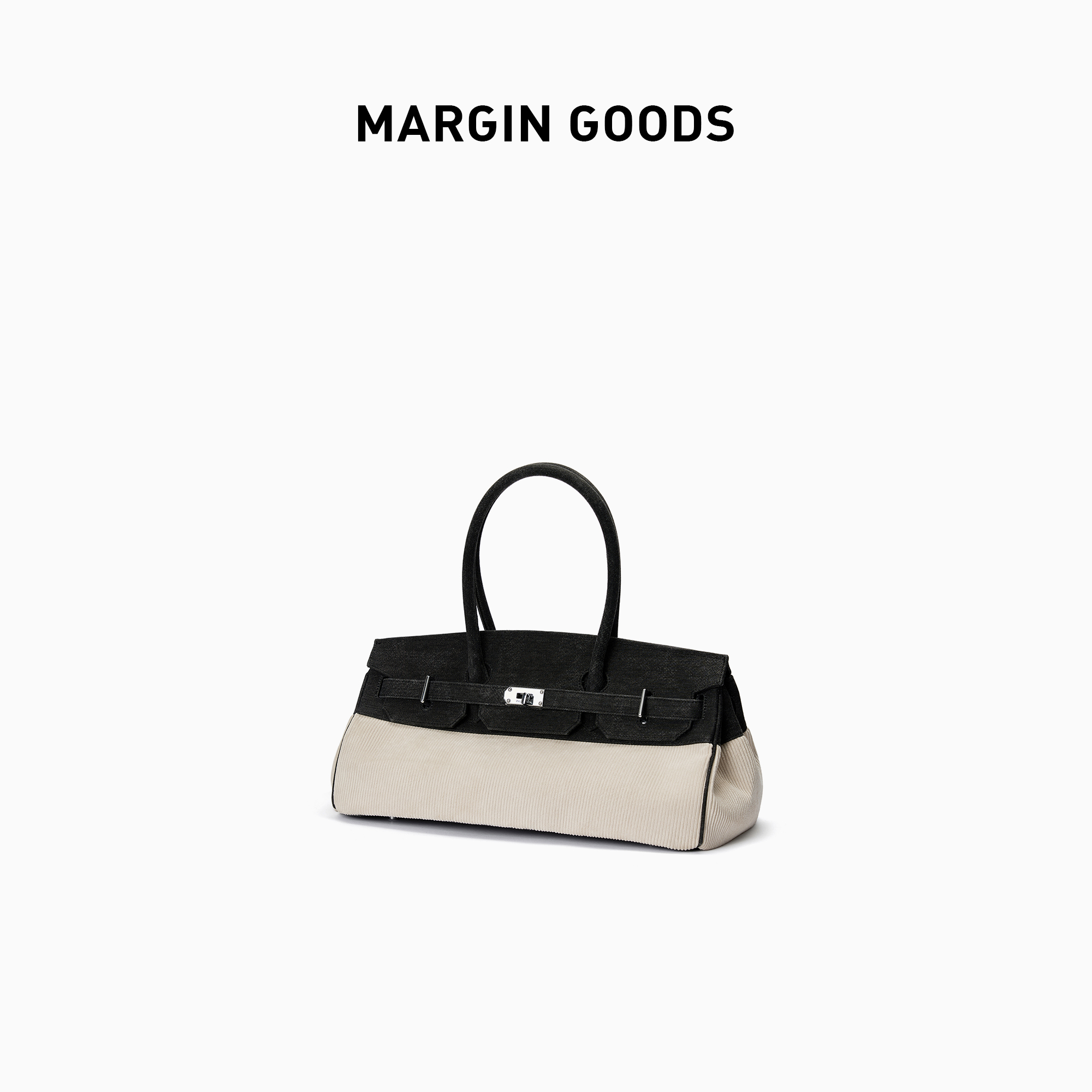 Margin Goods2022年新款包包女士撞色大容量手提包小众高级拼色包-图1