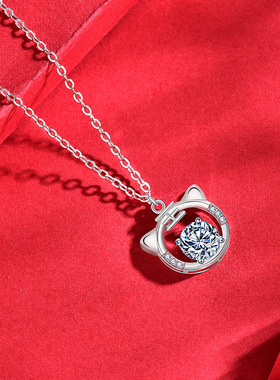 原创中国风小众设计项链女S925银镀18K金莫桑钻十二生肖虎吊坠VS1