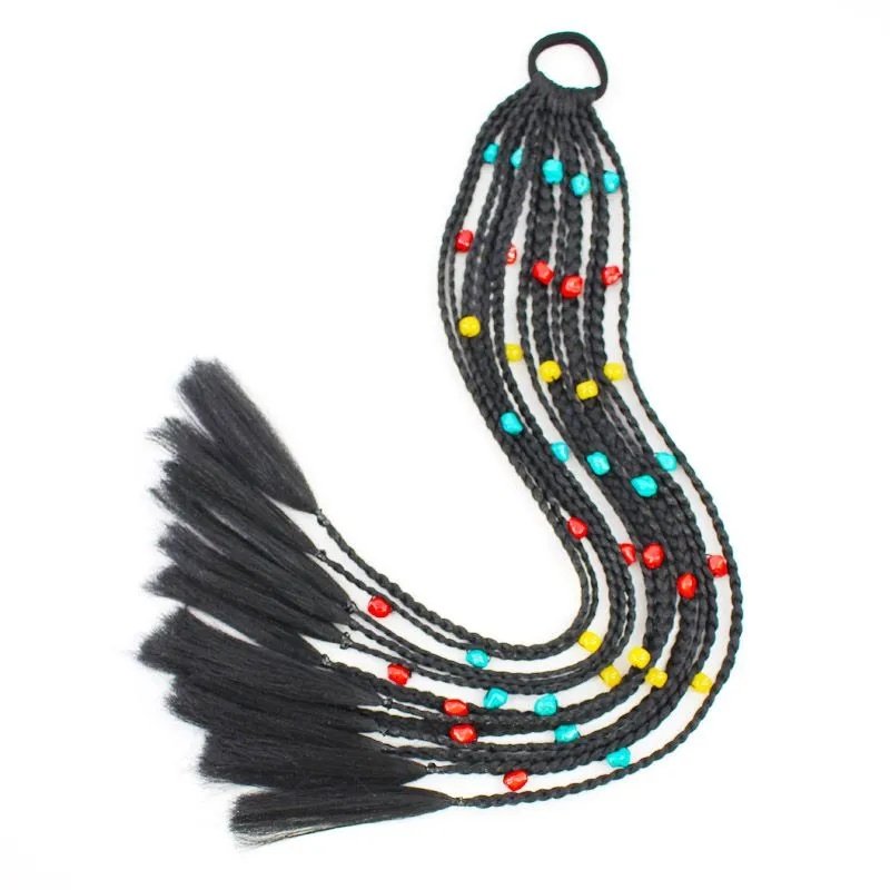 藏式毛线辫彩色珠子装饰马尾假发绑带式民族风流苏辫子发饰,淘宝优惠券,粉丝福利购,淘宝优惠卷