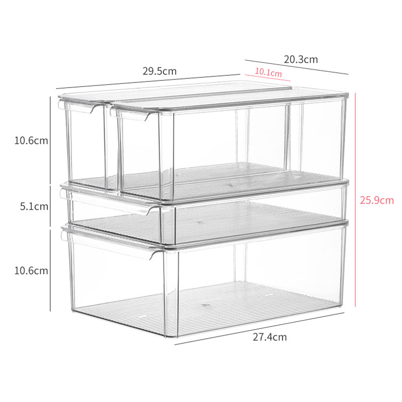 冰箱收纳盒带盖带沥水隔板透明亚克力长方形窄长条保鲜盒冷冻盒