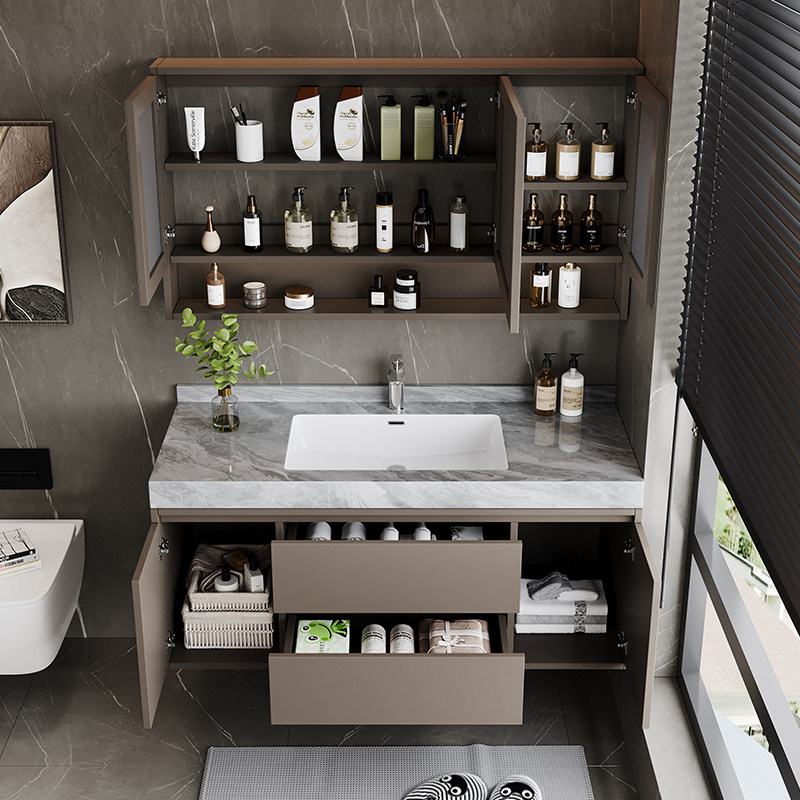 卫浴岩板无缝盆浴室柜组合实木多层现代简约洗手盆洗脸盆柜洗漱台,淘宝优惠券,粉丝福利购,淘宝优惠卷