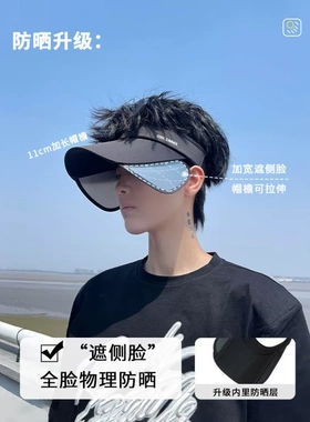 日本品质冰丝空顶防晒帽男女通用