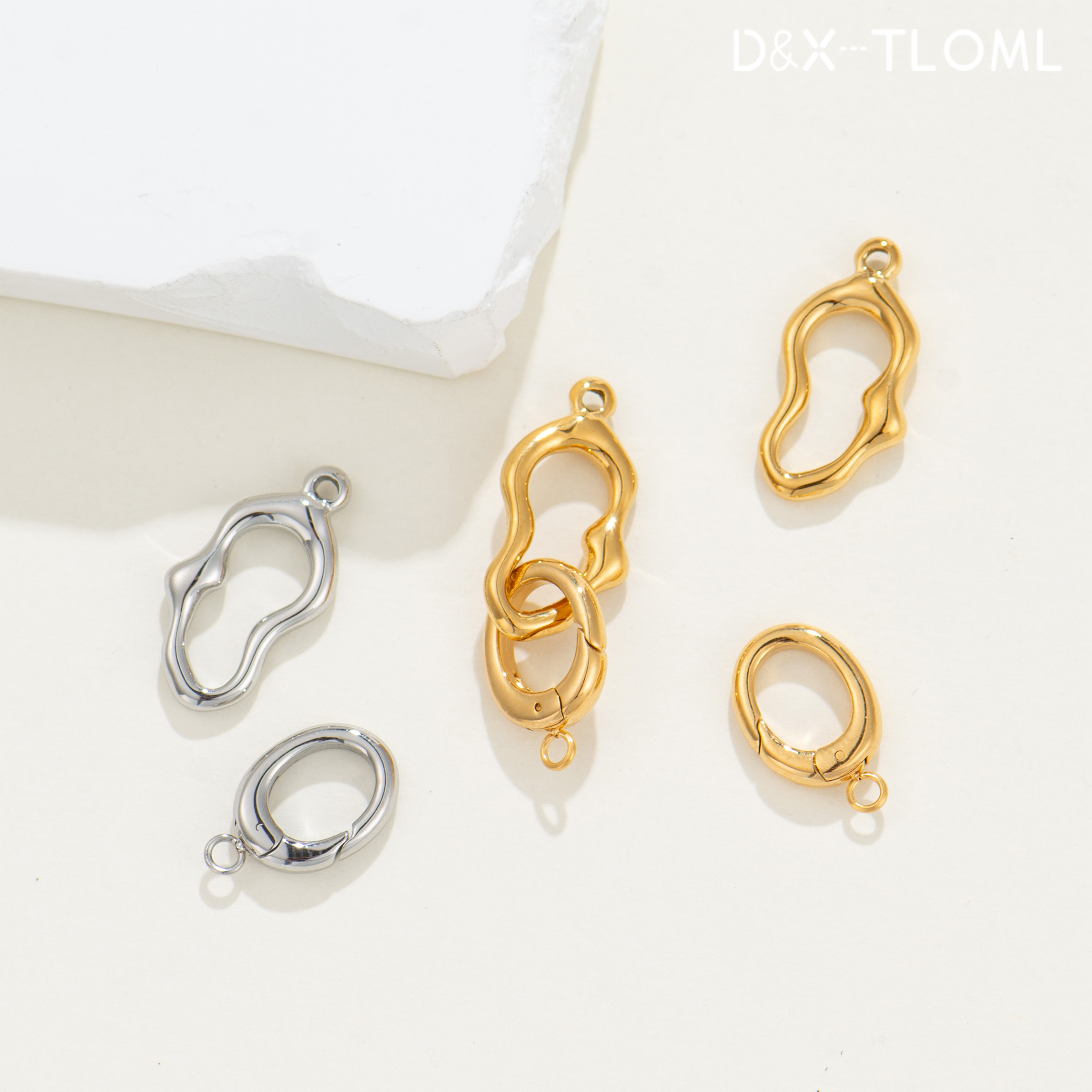 东夏饰品 316钛钢精工自由组合扣头 真空电镀18K金任意搭配万能扣 - 图2