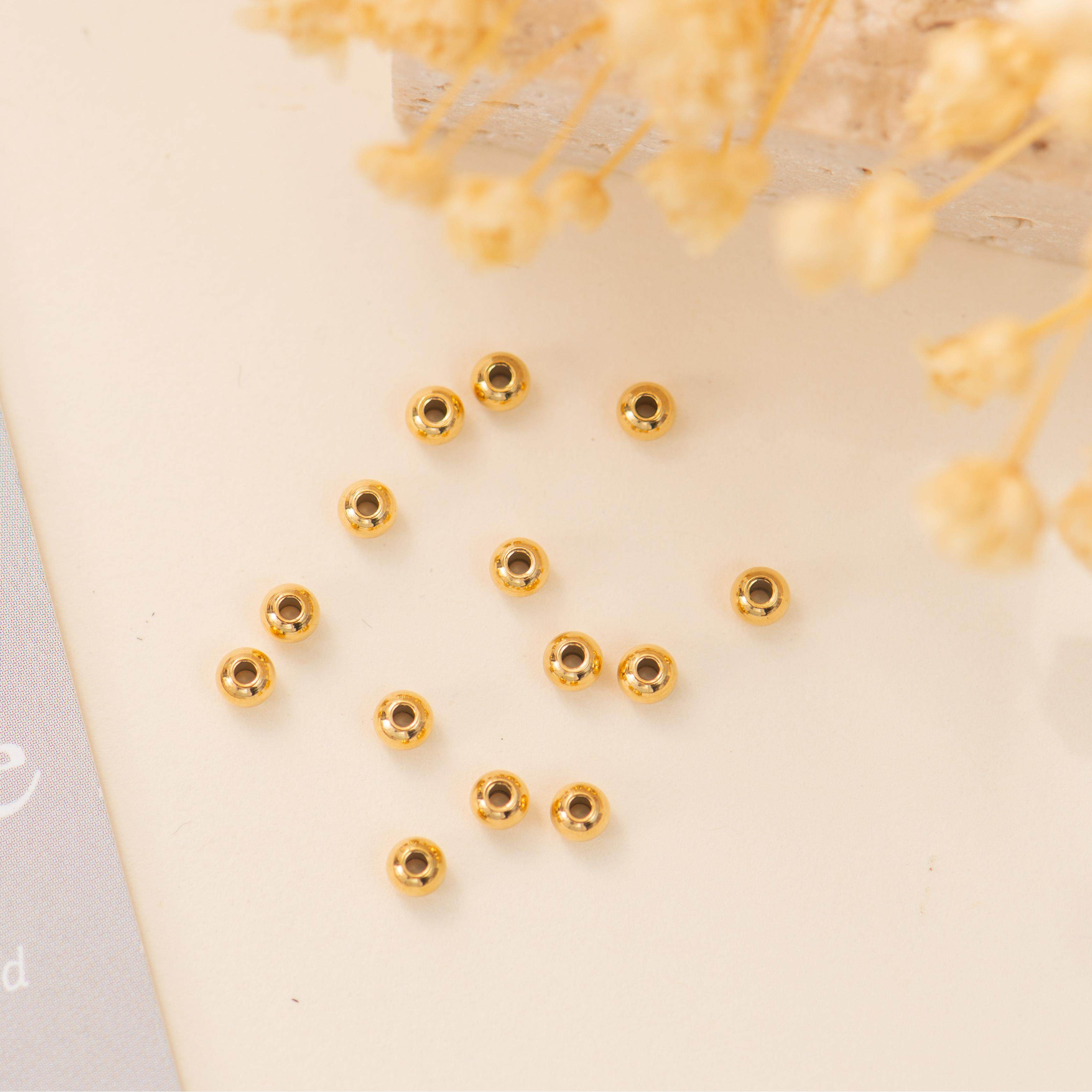 东夏饰品 钛钢镀金精抛保色通孔光面隔珠 炉内电镀18K金穿珠散珠,淘宝优惠券,粉丝福利购,淘宝优惠卷