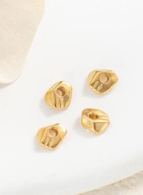 钛钢镀18K金不规则碎银子隔珠