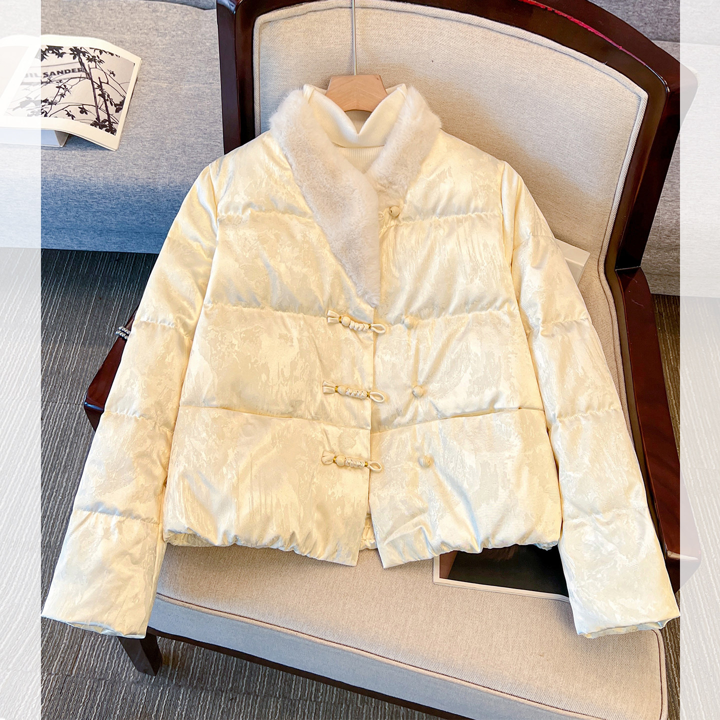 2026超火新中式国风粉色羊羔毛拼接羽绒服女短款冬装白鸭绒厚外套,淘宝优惠券,粉丝福利购,淘宝优惠卷