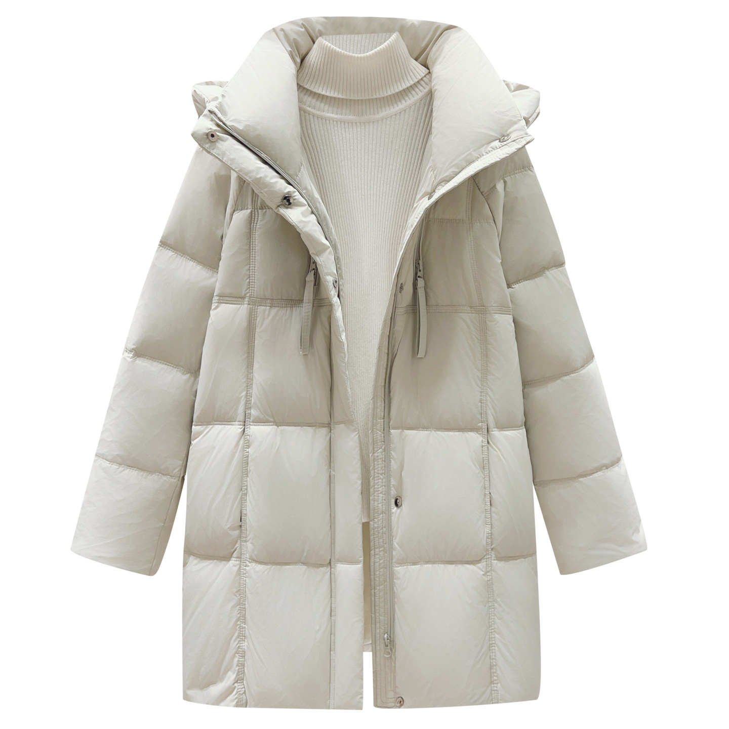 超好看黄色中长款连帽面包羽绒服女爆款2025冬季新款加厚保暖外套,淘宝优惠券,粉丝福利购,淘宝优惠卷