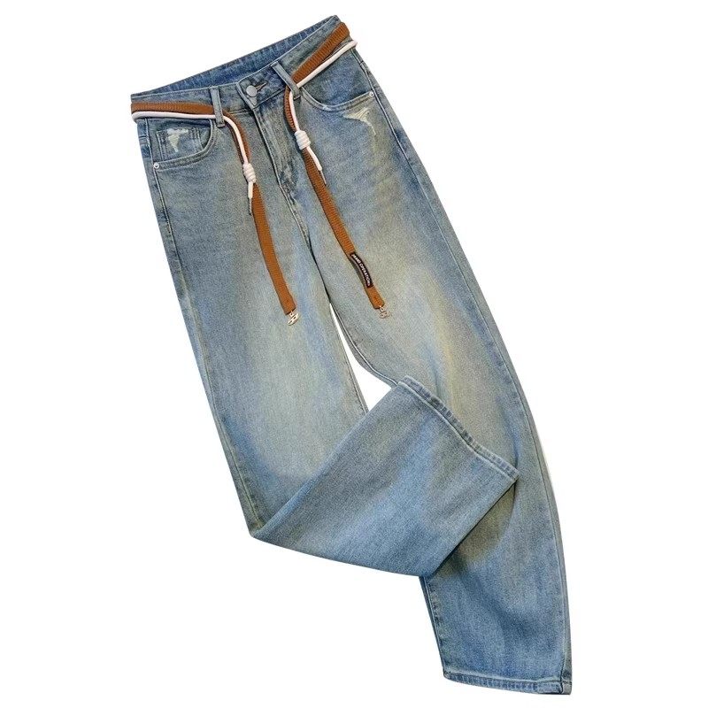 今年流行爆款高腰宽松阔腿牛仔裤女2025秋季新款设计感直筒破洞裤,淘宝优惠券,粉丝福利购,淘宝优惠卷