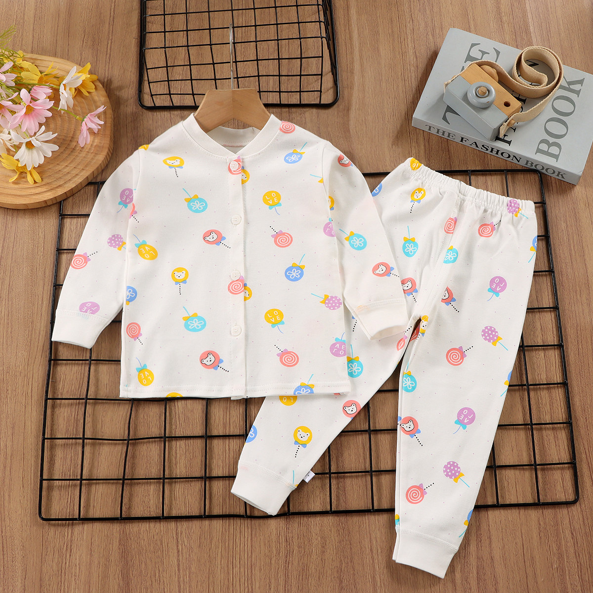 Children's pure cotton cardigan suit autumn clothes autumn trousers spring and autumn style