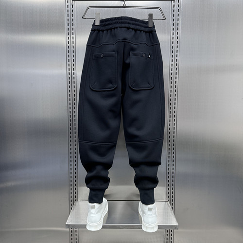 黑色休闲裤男士潮牌修身小脚裤2023秋冬加绒加厚抽绳运动束脚卫裤 - 图3