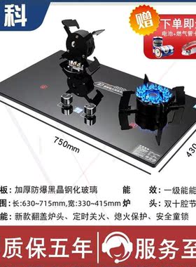 燃气灶双灶双九腔家用翻盖式煤气灶燃气灶天然气液化嵌入式