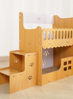 猫抓板耐磨不掉屑瓦楞纸猫咪磨爪器立式双层猫窝夏季木质猫屋别墅