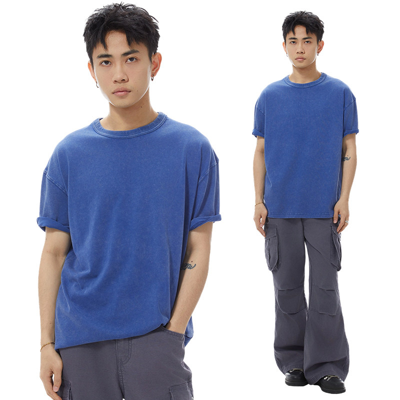 GOODLIVEABLE 240G纯棉洗水做旧小袖口顶男短袖t恤复古显壮打底衫,淘宝优惠券,粉丝福利购,淘宝优惠卷