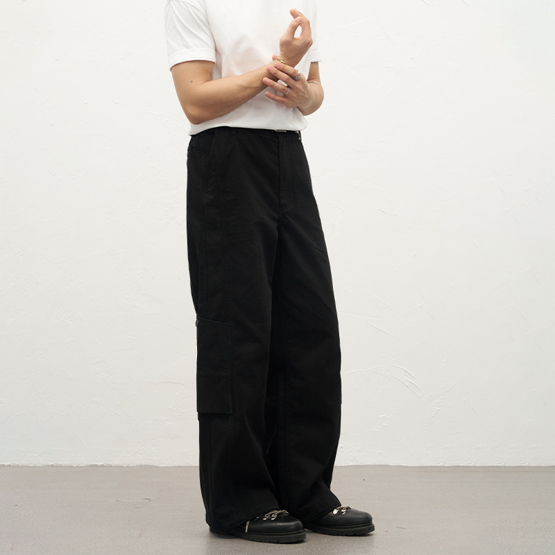 GOODLIVEABLE纯棉斜纹宽松直筒工装裤男cleanfit休闲百搭秋冬长裤,淘宝优惠券,粉丝福利购,淘宝优惠卷