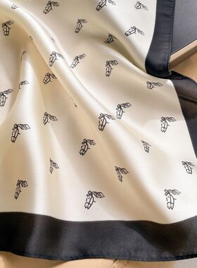 白色70x70丝巾小方巾女春秋冬季