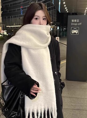 冬季马海毛韩版氛围感围巾围脖
